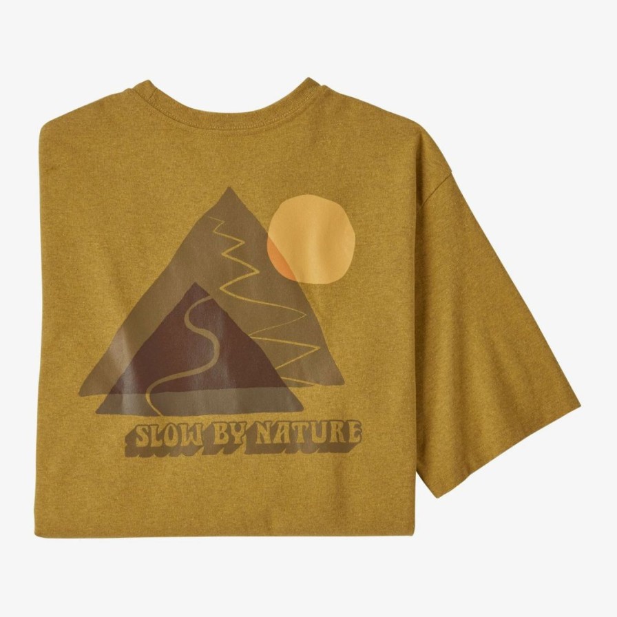 Lifestyle * | Sta Surf Discount Sale Patagonia M'S Slow Going Responsibili-Tee Cabin Gold (Cgld)